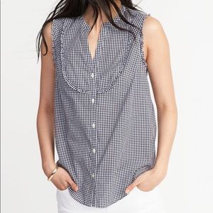 Old Navy Sleeveless Ruffle-Trim Gingham Shirt